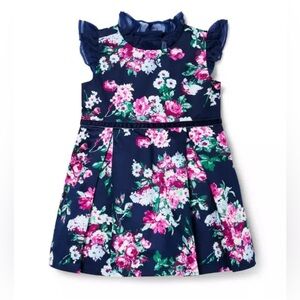 NWT Janie & Jack Floral Satin Ruffle Dress Size 7 and matching headband